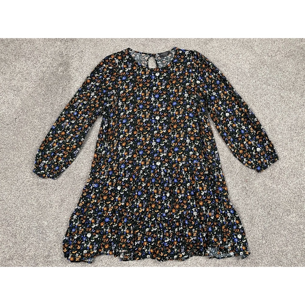 Dress Forum LA Dress Womens Medium Black Ditsy Floral Ruffle Mini Sundress Boho